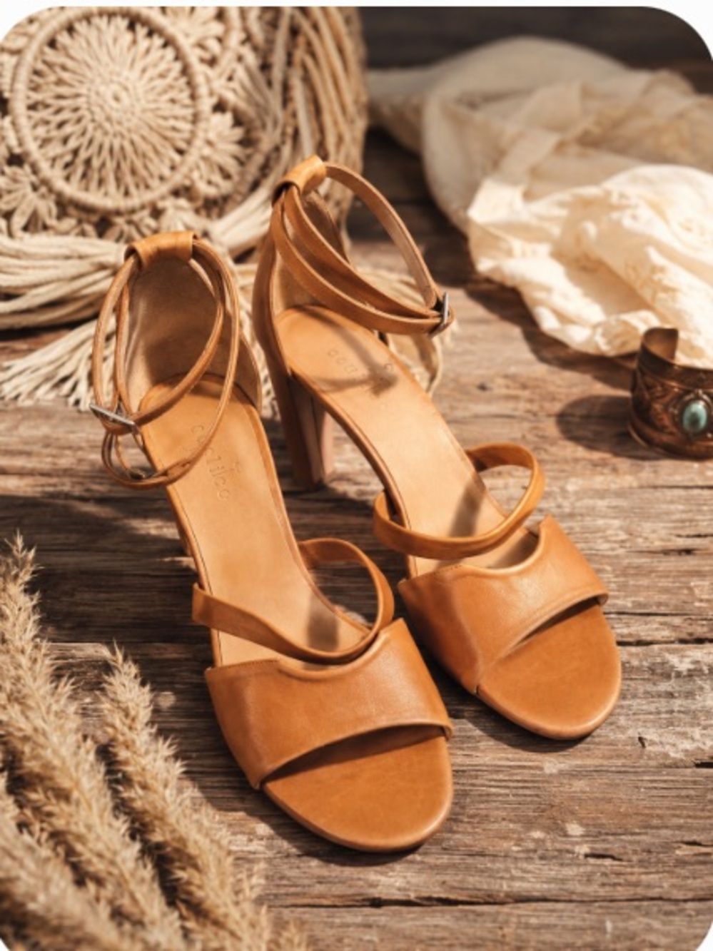 Anthropologie Coclico Boho-Chic Brown Leather ankle wrap Sandals new